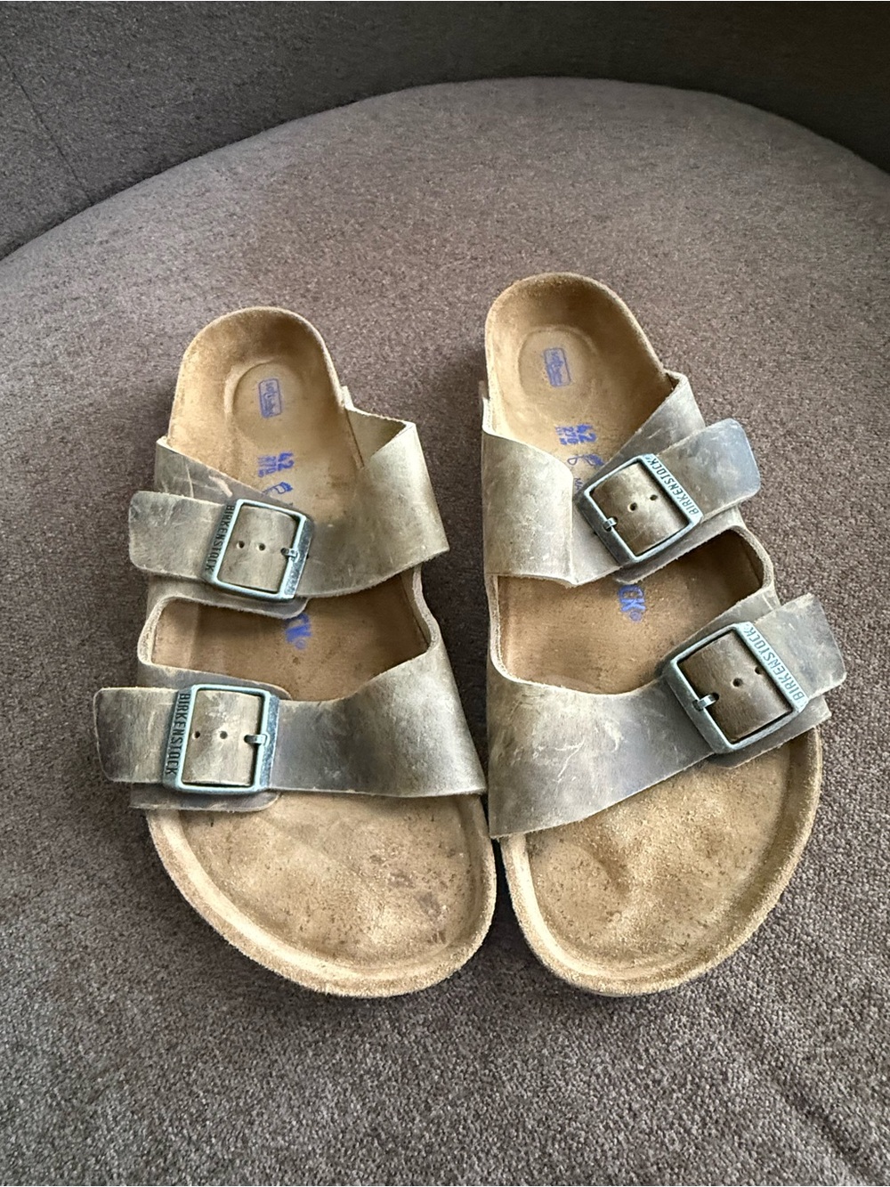 Birkenstock Kids Two-Strap Brown Leather Slide Sandals